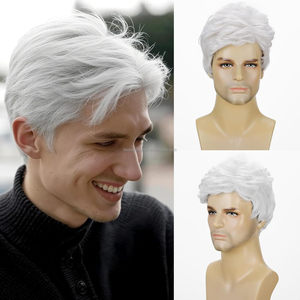 Perruque Blanche <span class=keywords><strong>Homme</strong></span> JAMBALAYA en Gros, Perruque en Soie Courte et Droite pour <span class=keywords><strong>Homme</strong></span> avec Frange Latérale, Commerce Extérieur Transfrontalier Xuchang - Product Image 1