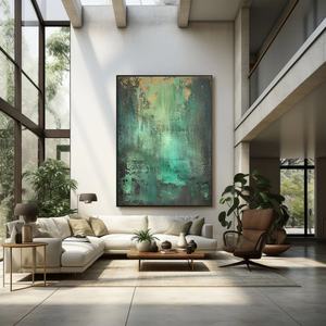 Art mural 3D vertical abstrait minimaliste contemporain Wabi Sabi, peint à la main, pour la décoration de la maison et les galeries - Product Image 3