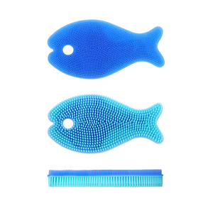 Food Grade Two-tone Fish Shape <b>Brush</b> for Dish and Home Cleaning Hand Design Kitchen Usage - Product Image 2