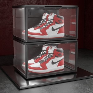 Sneaker Customize Side Open Plastic LED Light Magnetic Shoes Display Box Voice Control Stackable LED Sneaker Storage Box