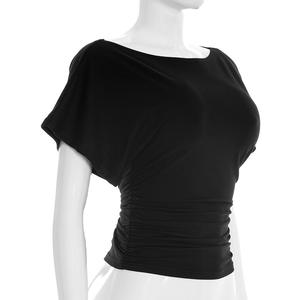 Viviblook Y26TP061 Camiseta de Verano para Mujer, Cuello Redondo, Color Sólido, Plisada, Manga Corta, Informal - Product Image 2