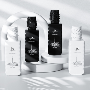 Botella de perfume cuadrada con tapa de lujo para hombre, frasco vacío de vidrio rectangular, color negro y blanco, 100 ml - Product Image 1