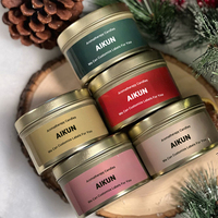 Bougie artisanale en cire de soja de luxe, parfumée aux cristaux de guérison et pierres naturelles, en pot en étain, pour les fêtes de Diwali