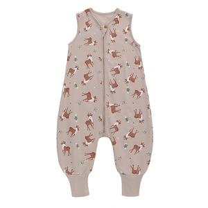 Sac de couchage 100% coton pour bébé <span class=keywords><strong>0</strong></span>-6 <span class=keywords><strong>mois</strong></span>, couverture portable douce pour nouveau-né avec fermeture éclair, emmaillotage léger avec jambes pour bébé - Product Image 1
