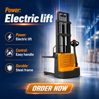 Forklift Pallet Stacker Listrik Penuh 1,5 Ton 2 Ton Tipe Berjalan dengan Tiang Dua Tingkat Baterai Lithium-ion
