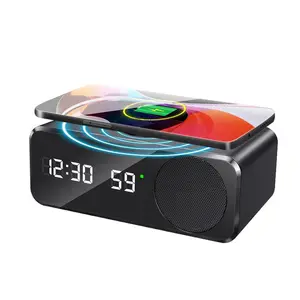 Redwingy Best Blue Tooth Speaker 4 in 1 Electronic Music Wireless 15W Charging Station With Alarm Clock LED Temperture Display