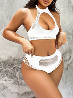 Pakaian wanita Retro populer celana dalam renda hitam Lingerie mulus seksi pakaian dansa erotis Gaun Lingerie jaring ikan nilon 2 buah