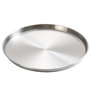 Stainless Steel Round Plate Shallow Dish For Barbecue Dessert Fruit Tray Flat Bottom Multi Size Food Grade - Product Image 5