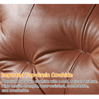 Lit double moderne de luxe en cuir véritable avec rembourrage en duvet, dossier souple, cadre en bois massif, tête de lit capitonnée, taille king size