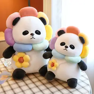 Netter Panda Plüsch Große Augen Mit Blumen kopf Kreis Kuscheltiere Halloween Geschenke Plüsch Tier Panda Sexspielzeug