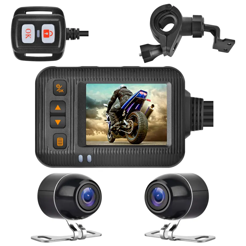 Xlintek-cámara impermeable para motocicleta, de 2 pulgadas Dashcam frontal y trasera, DVR, 1080P