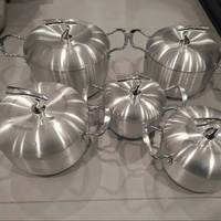 Casseroles de cuisson 5 pièces batterie de cuisine profonde nouveauté forme de pomme 16 + 18 + 20 + 22 + 24CM en alliage d'aluminium cuisine marmite
