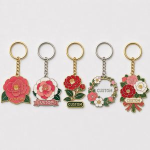 Llavero de Camelia Personalizado por el Fabricante, Llavero de Metal Romántico con Flor, Recuerdo para Amantes, Promoción para Floristerías - Product Image 3