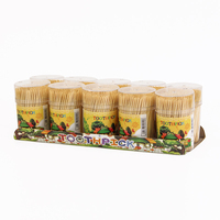 Cure-dents de nettoyage des dents cure-dents ronds en bois de bambou dans une boîte de rangement en plastique transparent