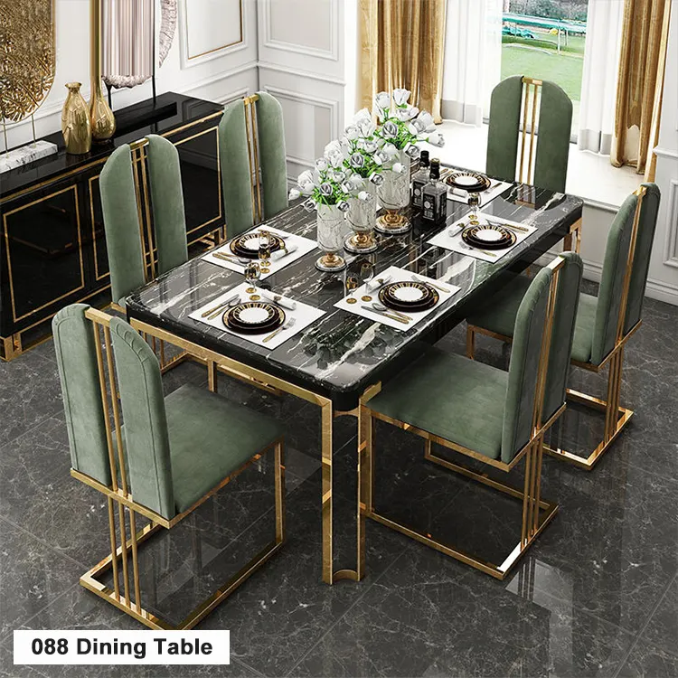 Luxury Leather Dinner Dining Table And Chairs 6 Luxury Dinning Chairs Modern Marble Dining Table Luxury Room Furniture Table Set