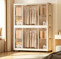 Choix Populaire : Armoire Pliable Portable avec Porte Anti-Poussière Transparente pour Rangement de Vêtements Domestiques dans la Chambre
