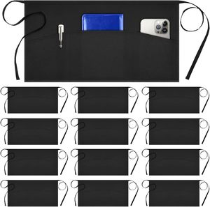 All'ingrosso 3 tasche Server grembiuli cameriere corta mezza vita che serve grembiule riutilizzabile biancheria ospitalità Chef mezzo grembiule - Product Image 2