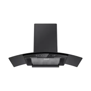 Foshan Household Automatic Cleaning Touch Exhaust Custom Or Standard Wall Mounted Black Stainless Steel Kitchen Range Hood