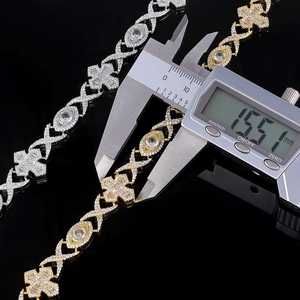 Joias Hip Hop: Pulseira e Colar Unissex de Elo Cubano em Latão Banhado a Ouro 15mm, com Cruz Olho Cravejada com Zircônia 5A - Presente - Product Image 6