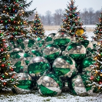 Décorations de Noël gonflables publicitaires : cloches et boules miroir chromées réfléchissantes pour centres commerciaux – Vert, Or, Rouge, Argent