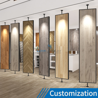 Présentoir métallique moderne pliable sur mesure pour parquet, carrelage céramique et pierre, avec fixation haut-bas