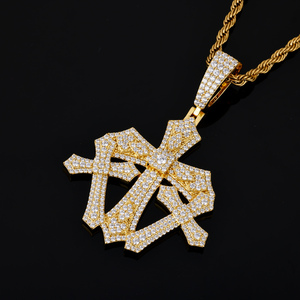 Vintage Christian Jewelry Hip Hop Mens <strong>Gold</strong> Plated 924 Sterling Silver VVS Moissanite Diamond Iced Out Triple <strong>Cross</strong> <strong>Pendant</strong> - Product Image 2