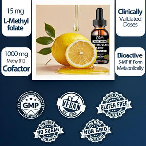 เมทิลโฟเลต 15 มก. แบบหยด ผสมเมทิลบี12 แอคทีฟ 5-MTHF โฟเลต วิตามินบีรวม บี2 ริโบฟลาวิน บี6 ซัพพลีเมนต์เสริมอาหาร ช่วยบำรุง MTHFR - Product Image 5