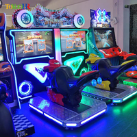 Arcade à pièces simulateur de moteur de super vélo à deux joueurs machine de jeu de course d'arcade intérieure moto à flamme