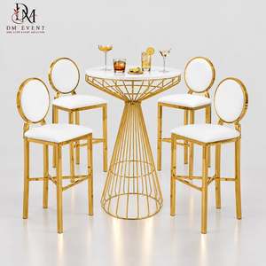 Custom <b>Gold</b> Stainless Steel Round Wire Hourglass Cocktail <b>Table</b> with Mirrored Tempered Glass Top for Wedding Receptions - Product Image 1