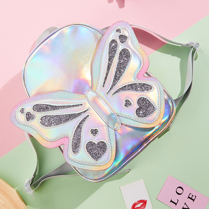 Zaino in stile farfalla per bambina carina con chiusura a cerniera in polvere Glitter accessori da viaggio perfetti di piccole dimensioni - Product Image 2