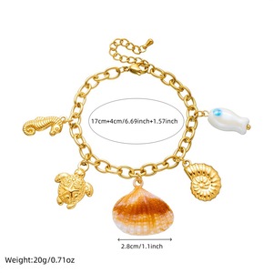 Fashion Charm Bracelet Gold Plated Turtle Seahorse Conch Seashell Pendant Women's Jewelry Yiwu Origin B1740 - Product Image 4