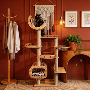 Multi Level <strong>Cat</strong> Tree <strong>With</strong> Wooden Frame Space Capsule <strong>Bed</strong> Sisal <strong>Scratching</strong> <strong>Posts</strong> And Perches For Indoor Use - Product Image 3