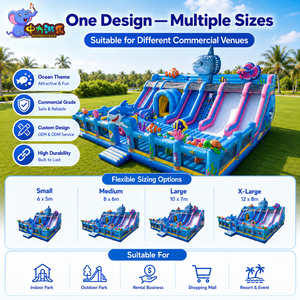 <span class=keywords><strong>Castillo</strong></span> Inflable Comercial con Temática Oceánica <span class=keywords><strong>de</strong></span> Más <span class=keywords><strong>de</strong></span> 100 m², Tobogán con Forma <span class=keywords><strong>de</strong></span> Tiburón y Delfín para Eventos <span class=keywords><strong>de</strong></span> Parques Acuáticos - Product Image 3