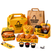 Boîtes d'emballage en papier pour hamburgers à emporter, logo personnalisé, poulet à emporter, contenants jetables de qualité alimentaire pour la restauration rapide