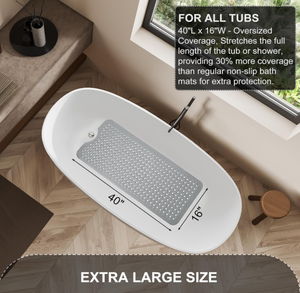 TEESHLY Tapis de bain et de douche antidérapant, 40 x 16 pouces, tapis de bain extra large, lavable en machine avec trous de drainage - Product Image 5