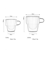 Mug à expresso tendance en verre borosilicate transparent à double paroi, résistant à la chaleur