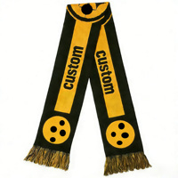 Écharpe de mode avec logo personnalisable - Double couche avec frange à 3 couleurs, écharpe de club pour les fans