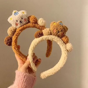 Bear <b>Headband</b> Plush High Crown For Women Face Washing Cute <b>Fluffy</b> Hairband Fall 2024 Color Mix Yiwu Origin - Product Image 3