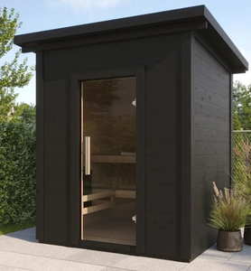Sauna à vapeur modulaire en forme de cube pour 2 personnes, sauna à vapeur traditionnel extérieur pour jardin avec poêle en pierre pour <span class=keywords><strong>spa</strong></span> à domicile - Product Image 2