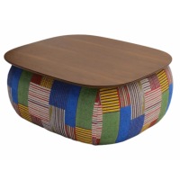 Mesa de Centro de Diseño Innovador, Compresible, de Alta Densidad, con Cubierta de Madera, Mesa Modular de Tela para Sala de Estar, Embalaje en Caja