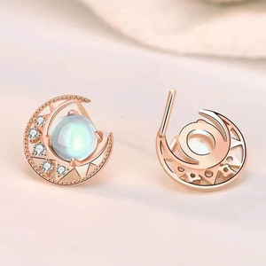 Pendientes <span class=keywords><strong>de</strong></span> oro rosa <span class=keywords><strong>de</strong></span> 14K para mujer, joyería en forma <span class=keywords><strong>de</strong></span> lunas, <span class=keywords><strong>piedra</strong></span> lunar <span class=keywords><strong>de</strong></span> arcoíris Natural, aretes <span class=keywords><strong>de</strong></span> tuerca simples <span class=keywords><strong>de</strong></span> piedras preciosas, joyería <span class=keywords><strong>de</strong></span> CZ blanca - Product Image 3