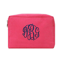 Pochette de maquillage en jute personnalisée professionnelle, écologique, en toile de jute, avec monogramme brodé, organiseur de voyage
