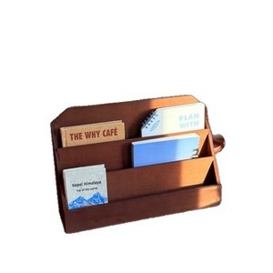 Handmade Wooden <b>Desktop</b> Bookshelf Journal <b>Shelf</b> Coffee Brown Rectangle Standing Type Office Organizer For Notebook Diary Storage - Product Image 5