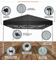 Tente de réception pliable portable en aluminium 3x3m (10x10ft) personnalisée pour événements extérieurs, expositions, publicité et salons professionnels