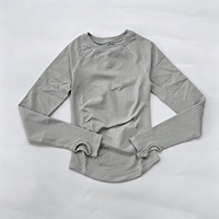 Maßgeschneiderte Nahtlose Damen Langarm-Yoga-T-Shirts Feuchtigkeitsableitend Atmungsaktiv Sport-Fitness-Oberteil Hochelastisch Schnelltrocknend Gym-Shirt