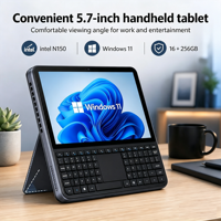 Mini PC portable 5,7 pouces avec écran tactile, Intel N150, Windows 11, ordinateur portable de poche 16+256 Go SSD, PC portable pour le travail sur le terrain