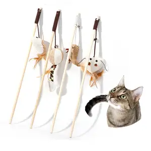 교환 가능한 깃털 스틱 색상 조절 가능한 고양이 장난감으로 종과 깃털이있는 대화 형 고양이 장난감