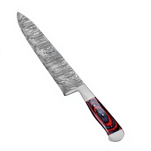 Ensemble de 5 couteaux de cuisine en acier Damas, manche rouge et noir, couteau de chef, couteau utilitaire, hachoir, couteaux de cuisine et de chef - Product Image 6