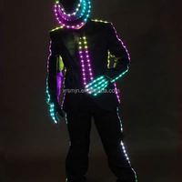 Veste LED RVB pleine couleur à pixels, Costume de danse, Tenue de performance Tron pour scène, salle de bal, danse lumineuse, tenue de soirée
