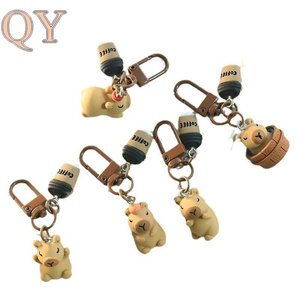 QY Cute PVC Capybara Keychain Kawaii Animal Figure <b>Bag</b> Charm Car <b>Key</b> <b>Ring</b> Backpack Pendant Gift Wholesale Accessories - Product Image 3